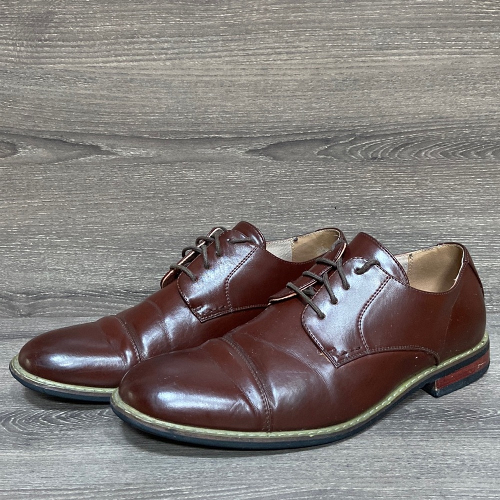 Bruno Marc Men’s Prince 6 Classic Oxford Leather Dress Shoes Sz 8.5 Brown Formal